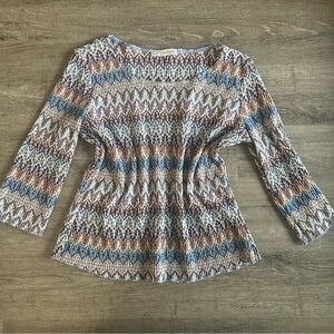 Missoni Pattern Bohemian Long Sleeve Knit top, chevron knit top from dressbarn